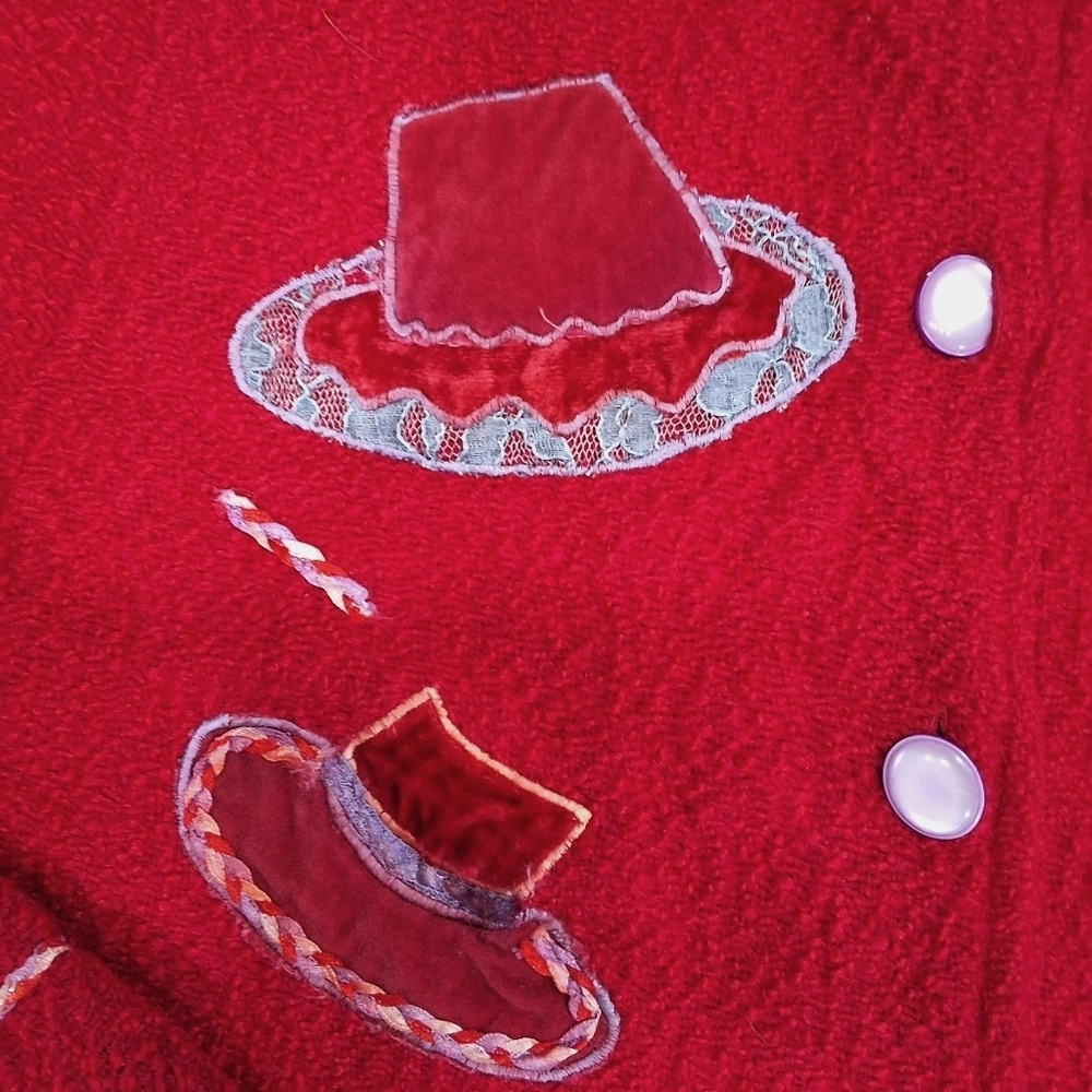 Parsley & Sage~Women Milliner Velvet Red Hatters Whimsical Jacket~Embroider~LRG - Picture 6 of 10